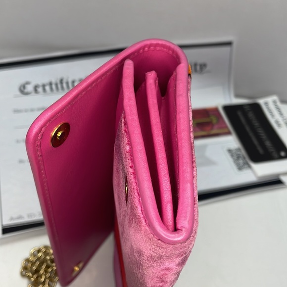 Authentic PRADA cahier pink velvet clutch wristlet bag with card and COA - Picture 7 of 11